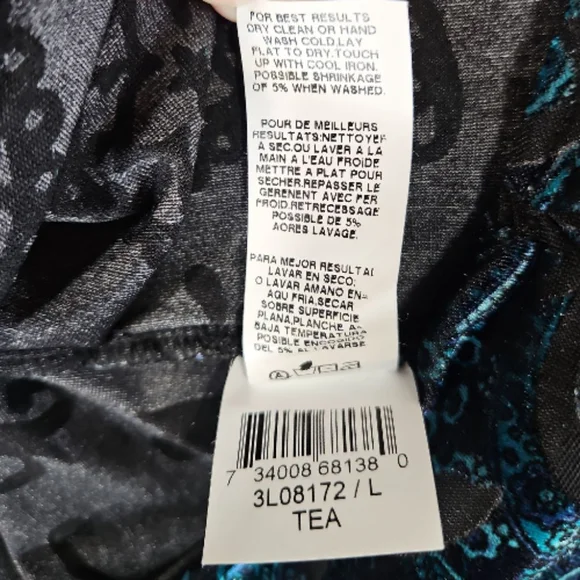 Karen Kane Blue & Black Velvet Burn-out Paisley Long Sleeve Top Size L - Picture 6 of 6